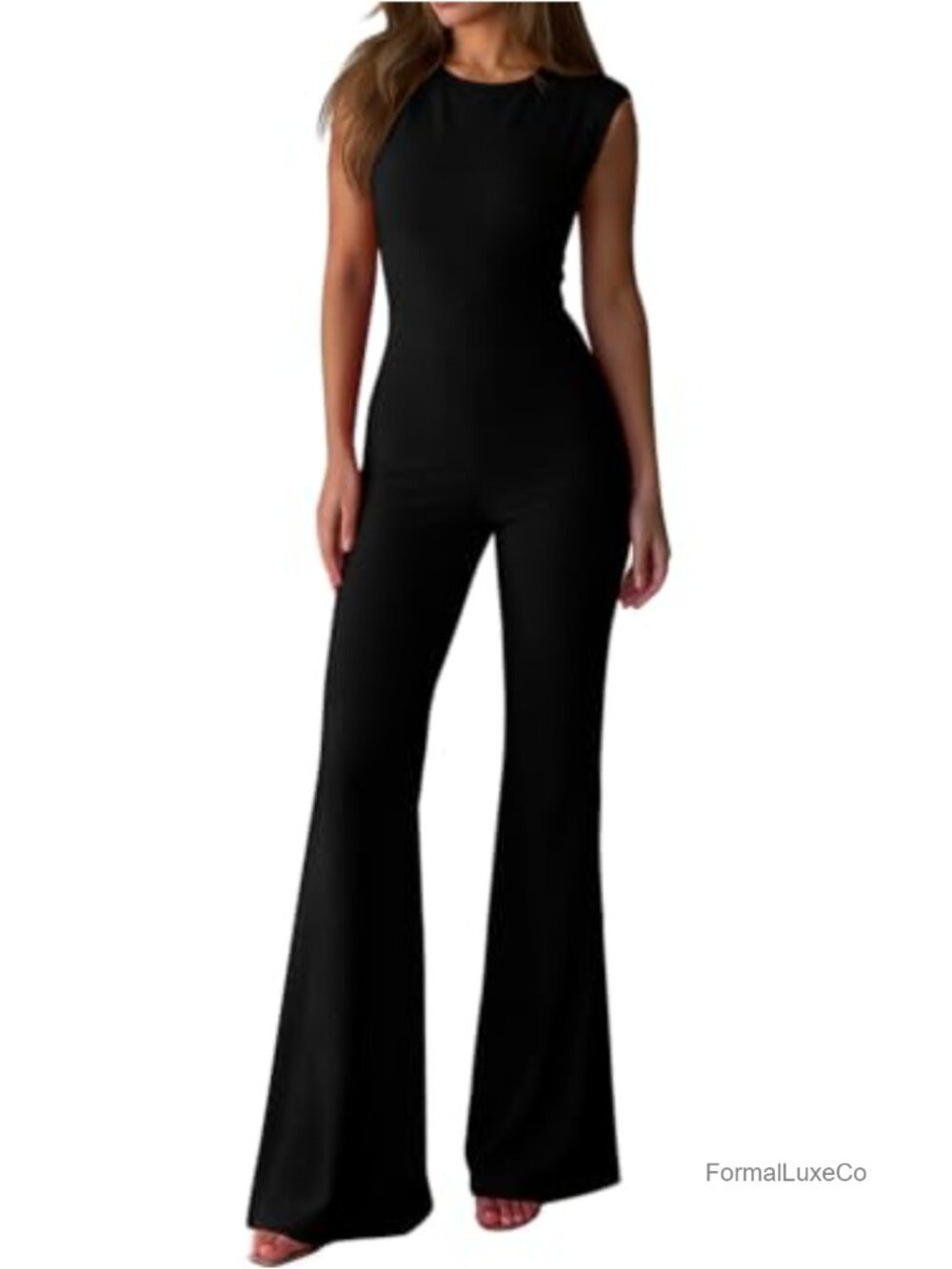 Sleeveless Wide Leg Jumpsuit High Waist Ruched Casual Work
